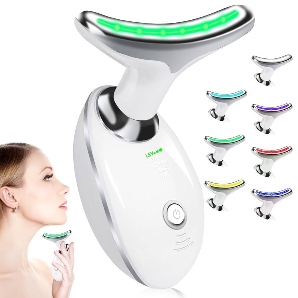 Face and Neck Massager, 7 Color LED Facial Beauty Device